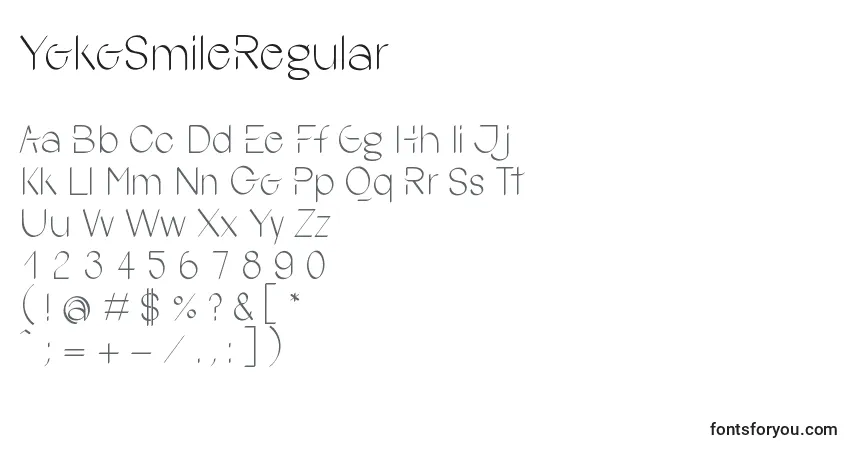 A fonte YokoSmileRegular – alfabeto, números, caracteres especiais