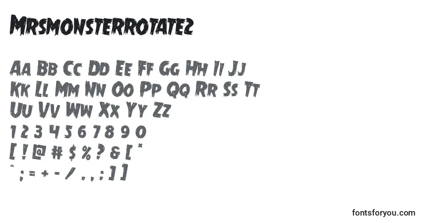 Czcionka Mrsmonsterrotate2 – alfabet, cyfry, specjalne znaki