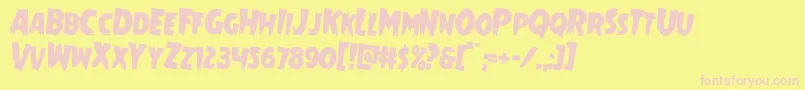 Mrsmonsterrotate2-Schriftart – Rosa Schriften auf gelbem Hintergrund