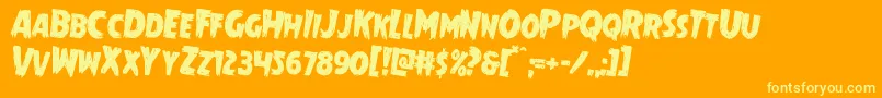 Mrsmonsterrotate2-Schriftart – Gelbe Schriften auf orangefarbenem Hintergrund