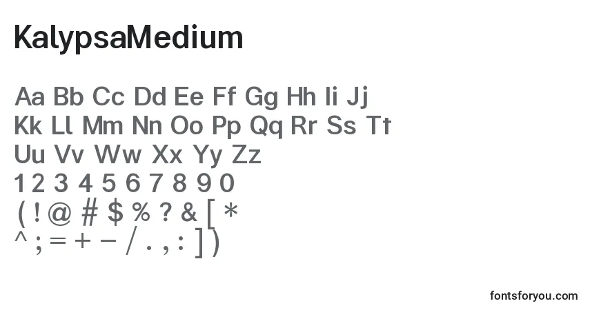 A fonte KalypsaMedium – alfabeto, números, caracteres especiais