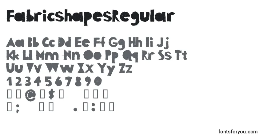 Czcionka FabricshapesRegular – alfabet, cyfry, specjalne znaki