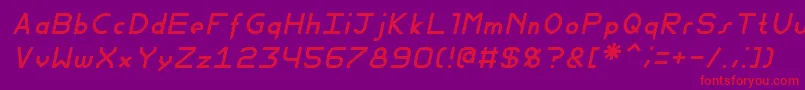 FewtSlimItalic-Schriftart – Rote Schriften auf violettem Hintergrund