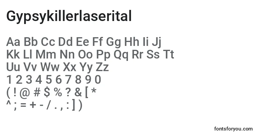 Czcionka Gypsykillerlaserital – alfabet, cyfry, specjalne znaki