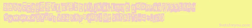 Znort3000-fontti – vaaleanpunaiset fontit keltaisella taustalla