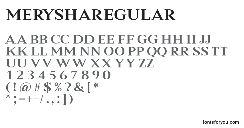 Fuente MeryshaRegular - alfabeto, números, caracteres especiales