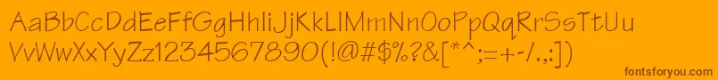 TechnicalRegular-Schriftart – Braune Schriften auf orangefarbenem Hintergrund
