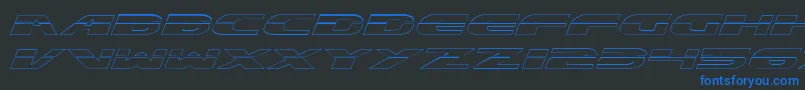 フォントExcelerateOutline – 黒い背景に青い文字