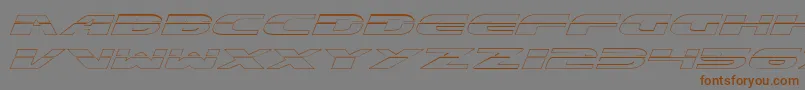 フォントExcelerateOutline – 茶色の文字が灰色の背景にあります。