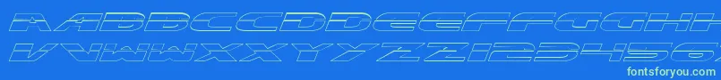フォントExcelerateOutline – 青い背景に緑のフォント
