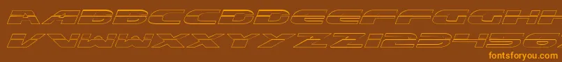 フォントExcelerateOutline – オレンジ色の文字が茶色の背景にあります。