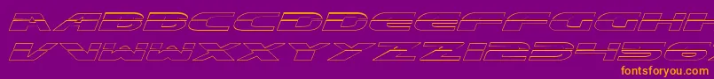 ExcelerateOutline-fontti – oranssit fontit violetilla taustalla