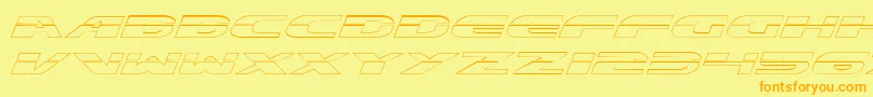 フォントExcelerateOutline – オレンジの文字が黄色の背景にあります。