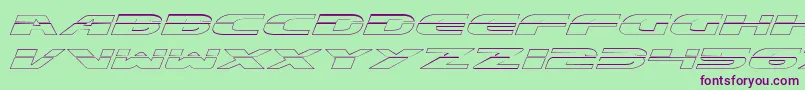 ExcelerateOutline-fontti – violetit fontit vihreällä taustalla