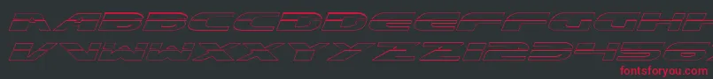 ExcelerateOutline-fontti – punaiset fontit mustalla taustalla