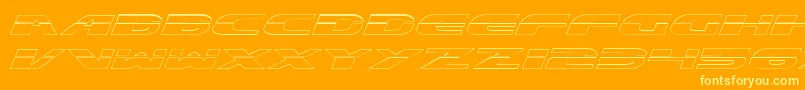 ExcelerateOutline-Schriftart – Gelbe Schriften auf orangefarbenem Hintergrund