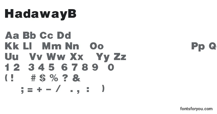 Czcionka HadawayBlack – alfabet, cyfry, specjalne znaki