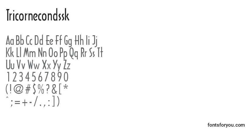 Tricornecondssk-fontti – aakkoset, numerot, erikoismerkit