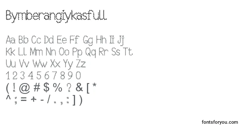 Czcionka Bymberangiykasfull – alfabet, cyfry, specjalne znaki