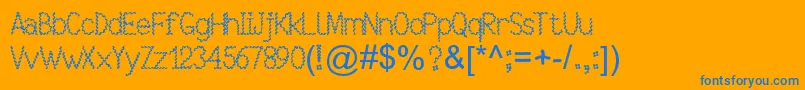 Bymberangiykasfull-Schriftart – Blaue Schriften auf orangefarbenem Hintergrund