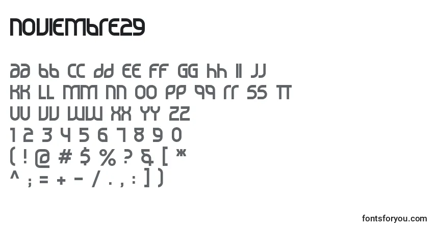 Czcionka Noviembre29 – alfabet, cyfry, specjalne znaki
