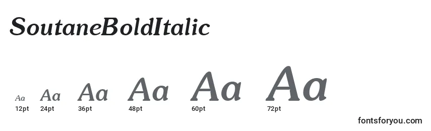 Größen der Schriftart SoutaneBoldItalic