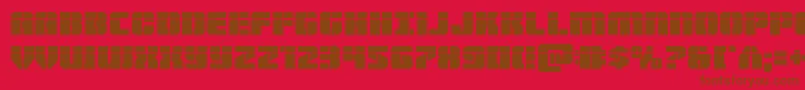 Warpthrusterlaser-Schriftart – Braune Schriften auf rotem Hintergrund