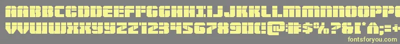 Warpthrusterlaser-Schriftart – Gelbe Schriften auf grauem Hintergrund
