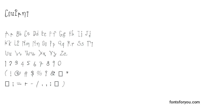 A fonte Coulant – alfabeto, números, caracteres especiais