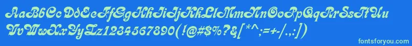 KarinRegular Font – Green Fonts on Blue Background