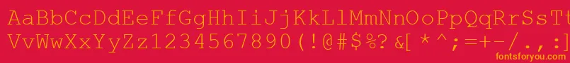 Fonte WebHebrewMonospace – fontes laranjas em um fundo vermelho