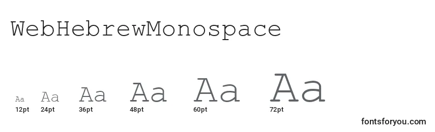 Размеры шрифта WebHebrewMonospace