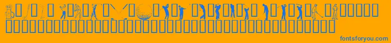 Holeo-Schriftart – Blaue Schriften auf orangefarbenem Hintergrund