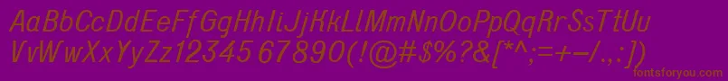 Fonte D431Italic – fontes marrons em um fundo roxo