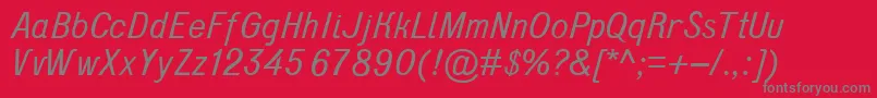 フォントD431Italic – 赤い背景に灰色の文字