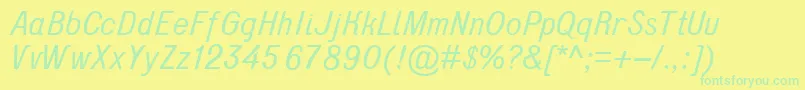 フォントD431Italic – 黄色い背景に緑の文字
