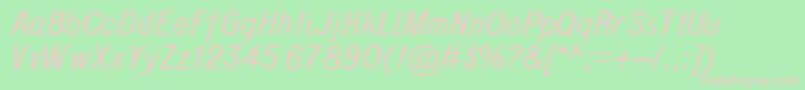 D431Italic Font – Pink Fonts on Green Background