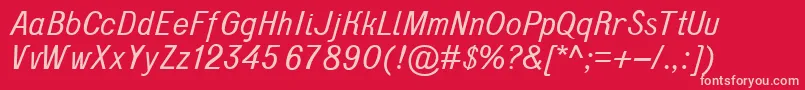 D431Italic Font – Pink Fonts on Red Background