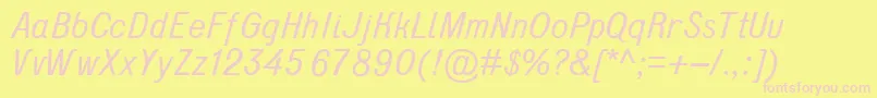 D431Italic Font – Pink Fonts on Yellow Background