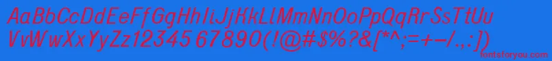 D431Italic Font – Red Fonts on Blue Background