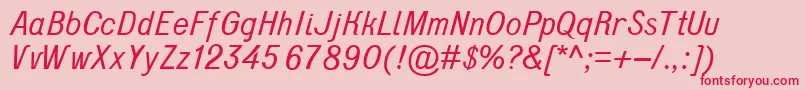 D431Italic Font – Red Fonts on Pink Background