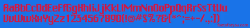 TrakksskRegular Font – Red Fonts on Blue Background
