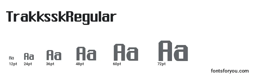 Размеры шрифта TrakksskRegular