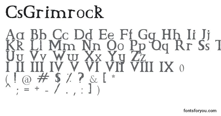 Schriftart CsGrimrock – Alphabet, Zahlen, spezielle Symbole