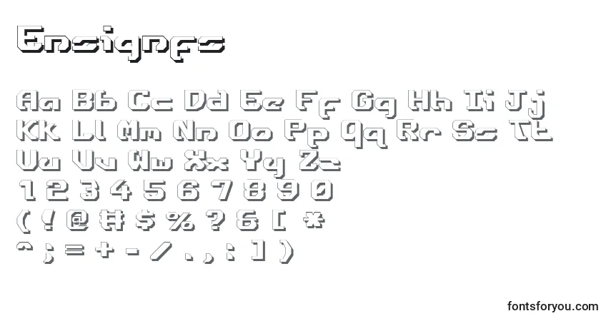 Czcionka Ensignfs – alfabet, cyfry, specjalne znaki