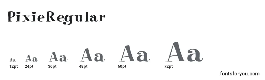 PixieRegular Font Sizes