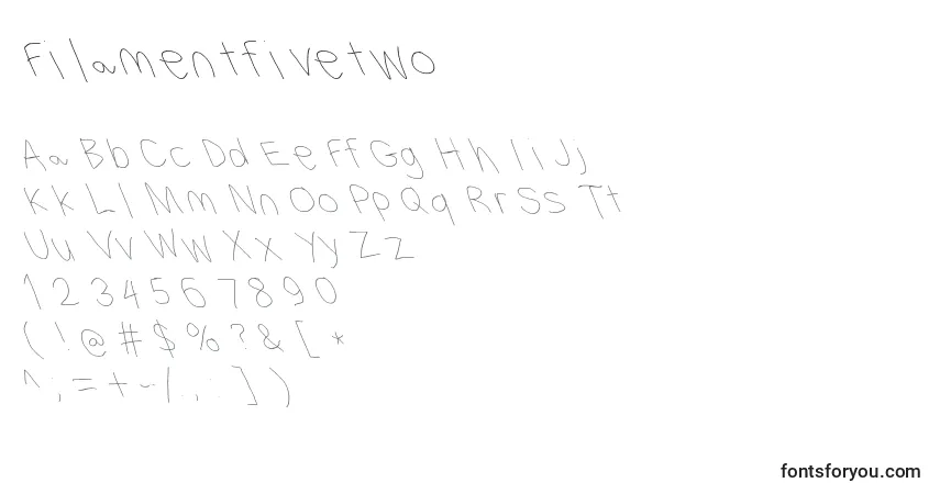 Filamentfivetwo-fontti – aakkoset, numerot, erikoismerkit
