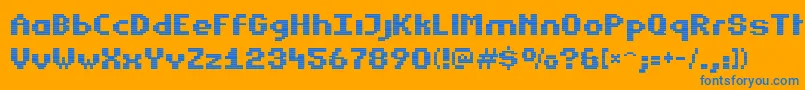 Estrog Font – Blue Fonts on Orange Background