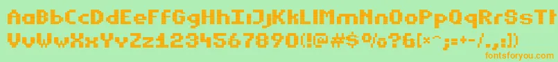 Estrog-Schriftart – Orangefarbene Schriften auf grünem Hintergrund