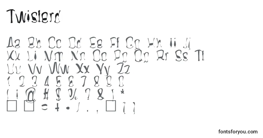 Fuente Twisterd - alfabeto, números, caracteres especiales